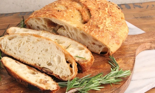 Asiago And Roasted Garlic Rustic Bread Recipe Laura In The Kitchen Internet Cooking Show