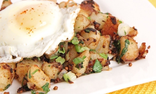 Indian Spiced Potato Hash with Fried Egg