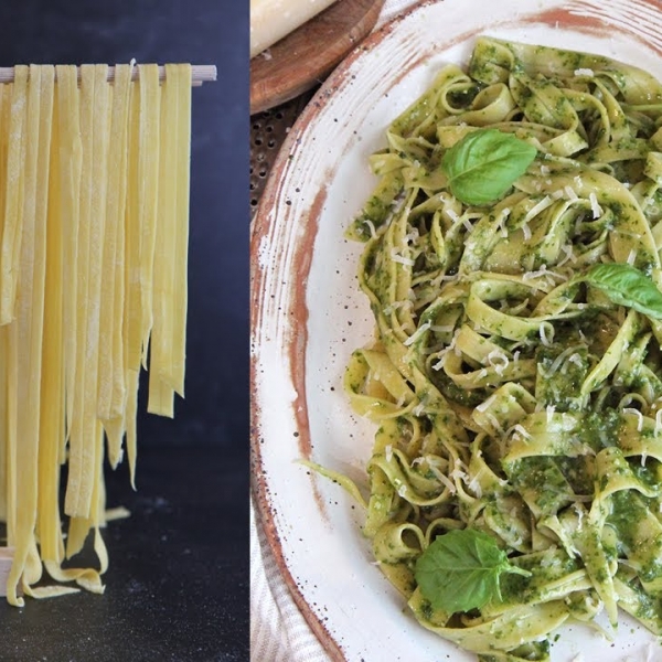 Homemade Pasta with Fresh Pesto