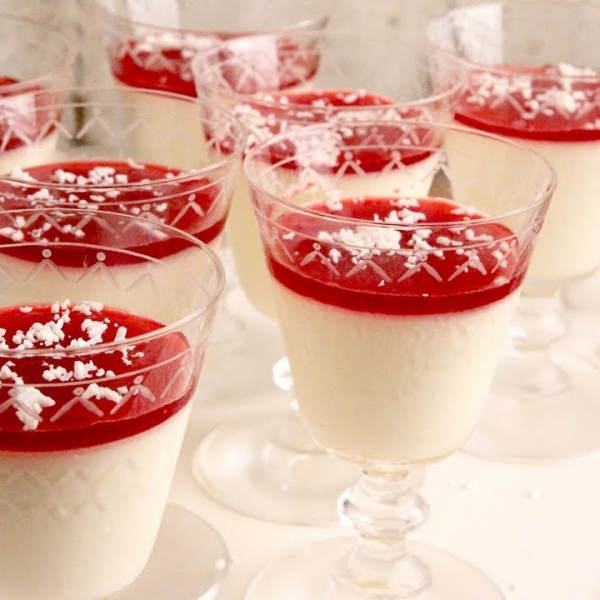 Orange Panna Cotta with Cranberry Syrup